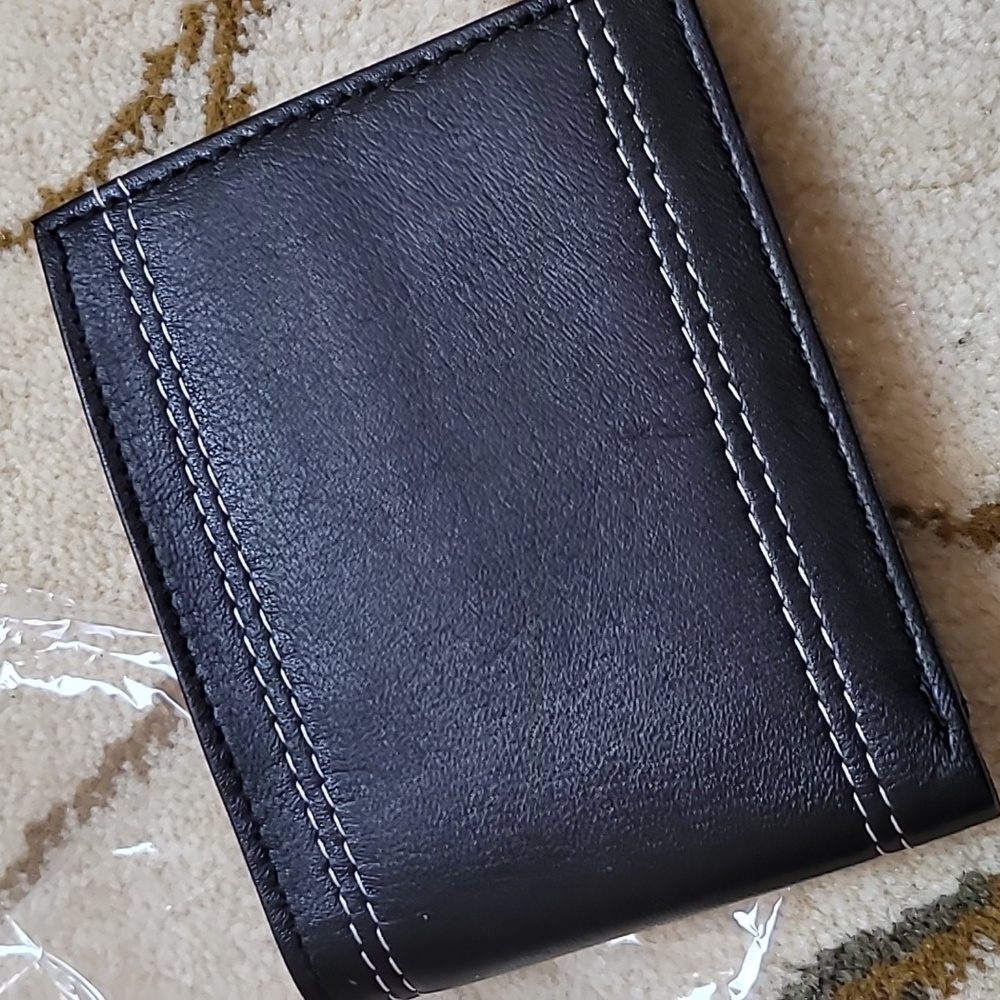 Gold Coast Men's Bifold Wallet Leather in Black Credit Card Photo Holders, NEW